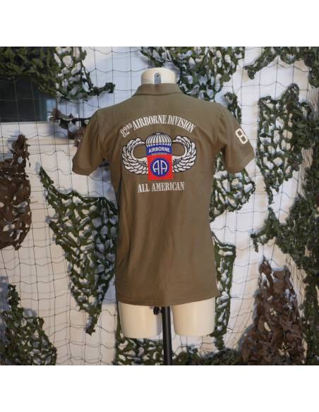 Paratrooper Polo Shirt 82e Airborne All American khaki green