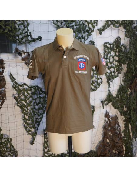 Paratrooper Polo Shirt 82e Airborne All American khaki green