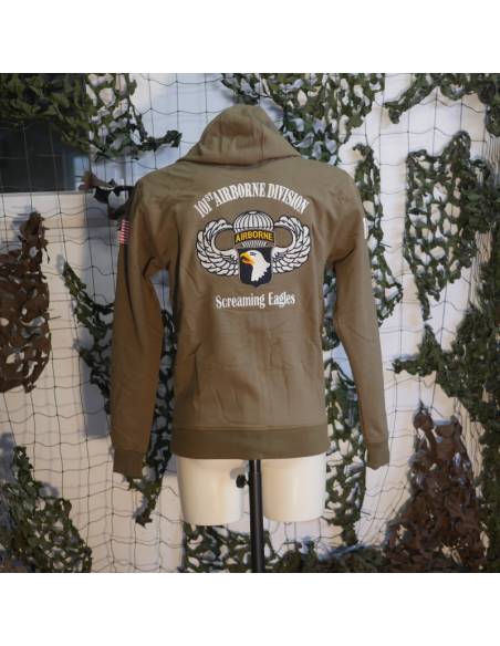 Paratrooper military hoodie 101st Airborne khaki green
