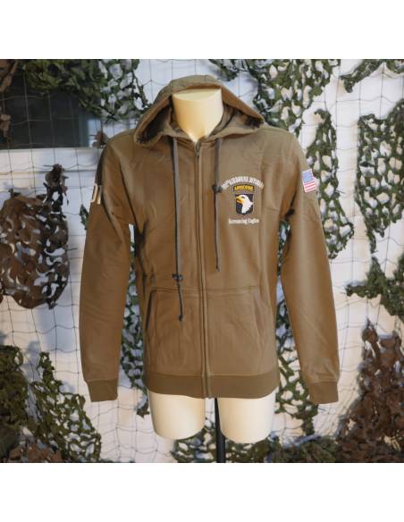Paratrooper military hoodie 101st Airborne khaki green